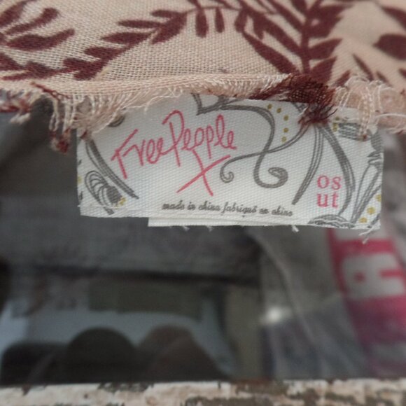 Free People Iconic Print Bandana Scarf 27" x 27" TAN with Brown Floral NWOT - Picture 8 of 8